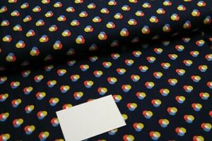 Viskose Twill Hamburger Liebe Kreise auf dunkelblau