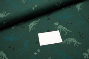 Baumwolljersey Dinos Dinosaurier Skelette grün
