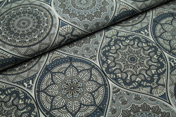 Canvas Dekostoff Mandalas blau beige