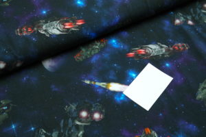 Baumwolljersey Galaxie Weltraum Raumschiffe