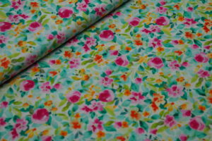 Baumwolle Webware Hilco greenly Flowers Organic Blumen Aquarell