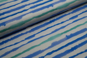 Baumwolljersey Hilco Organic Nautical Stripe Streifen türkis blau auf weiß