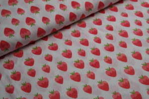 Baumwolle Webware Erdbeeren auf weiß