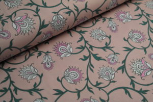Baumwolljersey Glow in the sun Blumen Glitzer auf altrosa
