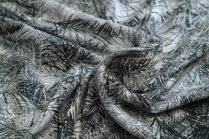 Viskose Webware Hilco blanctropical Blätter schwarz weiß