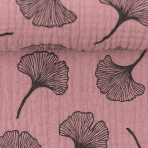 Musselin Swafing Jeron Gingko auf altrosa