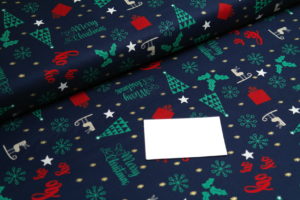 Baumwolle Webware Weihnachten Weihnachtsmotive auf blau