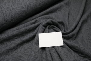 Jersey Jacquard Blumen Blätter grau