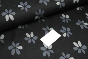 Jersey Jacquard Blumen schwarz grau