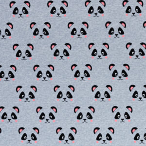 Sommersweat French Terry Swafing Patra Pandagesichter auf grau meliert