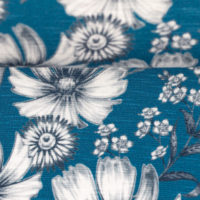 Jersey Viskose Swafing Merle Slub Optik Blumen auf blau – Bild 2