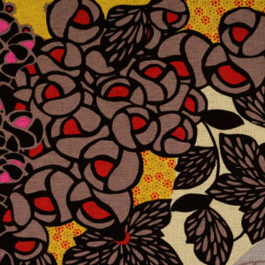 Jersey Jacquard Blumen gelb schwarz