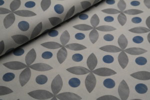 Canvas Dekostoff Blumen blau grau