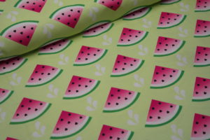 Baumwolljersey Hilco Melon Melonen auf grün