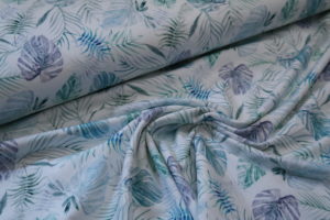 Sommersweat French Terry Organic Blätter auf weiß