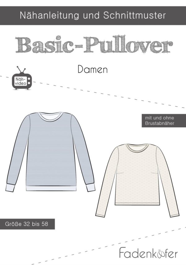 Fadenkäfer Papierschnittmuster Basic-Pullover Damen