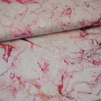 Baumwolle Webware Leinenlook Alia Muster pink auf cremeweiß – Bild 2