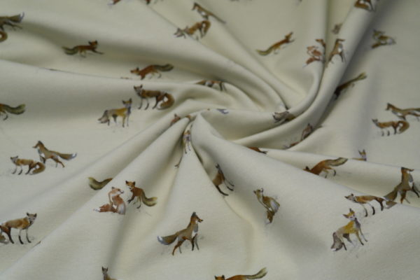 Baumwolljersey Organic Cotton Füchse auf hellem beige