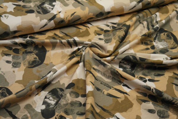 French Terry leicht angeraut Hilco Wild Bearfoot Tatzen beige meliert