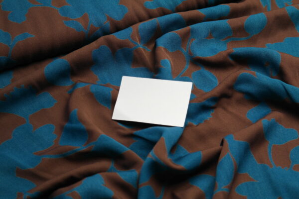 Viskose Twill Webware Blumen petrol