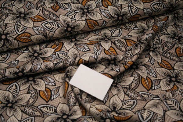 Viskose Leinen Mix Webware Indy Flower Blumen taupe