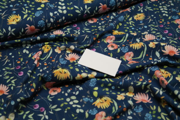 Jersey Baumwolle Sommertraum Blumen blau