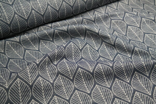 Dekostoff Gobelin Jacquard Double Blätter blau