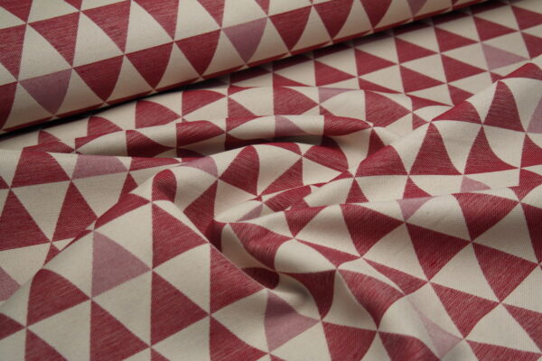 Dekostoff Gobelin Jacquard Double Triangel rot