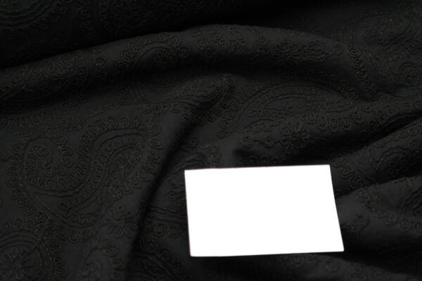 Baumwolle Webware mit Stickerei Paisley schwarz