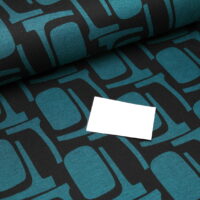 Jacquard Jersey Muster petrol schwarz – Bild 2