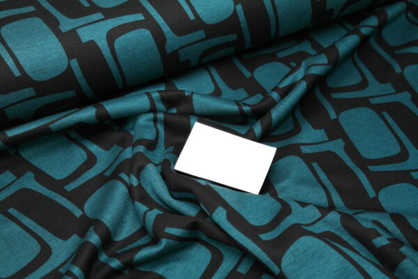 Jacquard Jersey Muster petrol schwarz