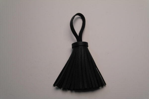 Quaste Tassel 60mm mit Aufhänger Gesamtlänge 11cm Kunstleder schwarz