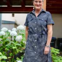 Baumwolle Webware Swafing Ahaus Jeanslook Blumen bestickt – Bild 4