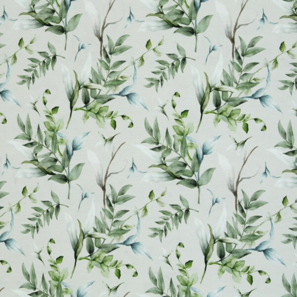 Baumwolljersey Swafing Summer Blätter beige grau