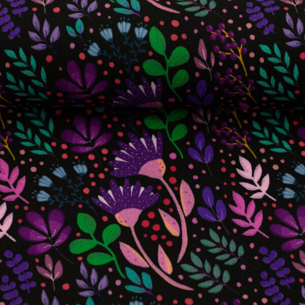 Viskose Webware Swafing In Full of Bloom by Emjo Design schwarz