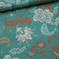 Viskose Voile Webware Ibiza Paisley Flowers Tiffany – Bild 2