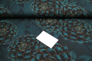Jersey Baumwolle Blumen petrol
