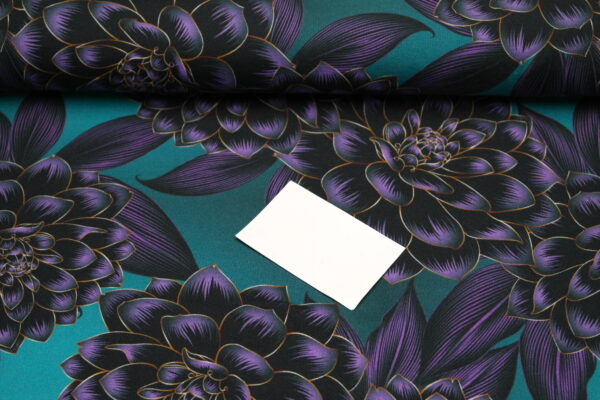 Swafing Sweat French Terry angeraut Blumen lila petrol