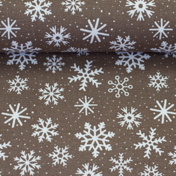 Canvas Dekostoff Swafing Wiebke Schneeflocken auf beige